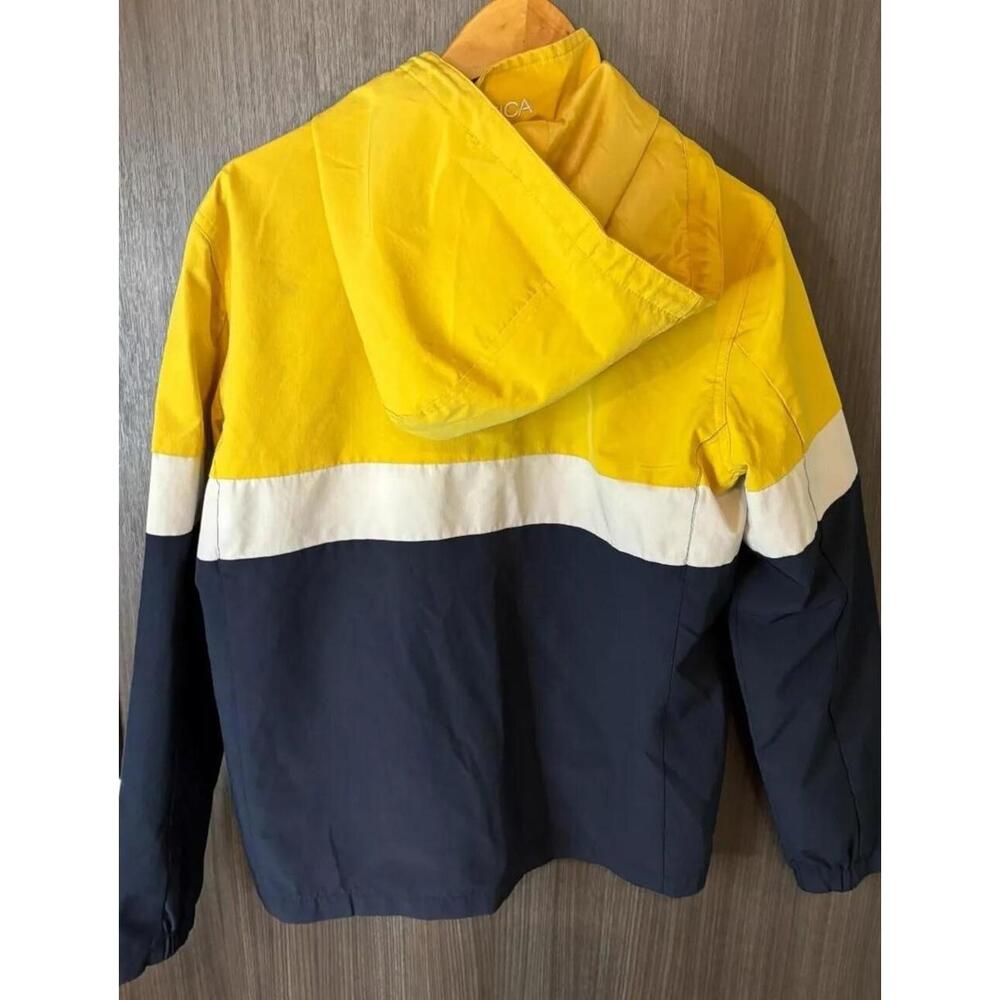 Nautica Rain Coat Men's Small Multicolor Stretch Water Resistant Hooded Full Zip